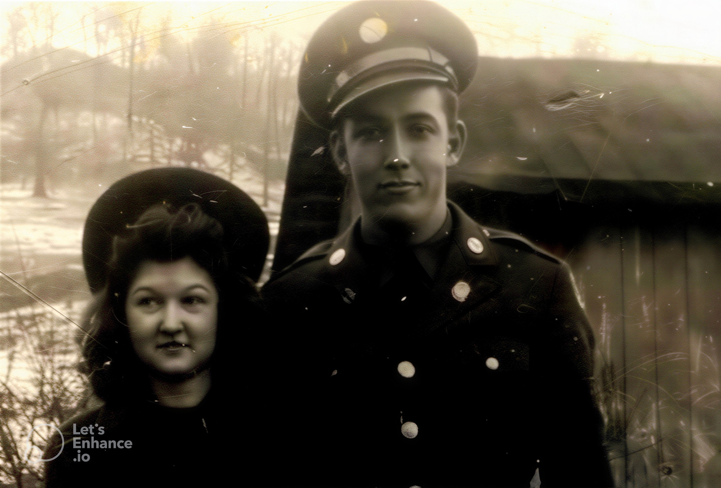 Raymond and his wife, Alberta C. Richmond, standing together outdoors.